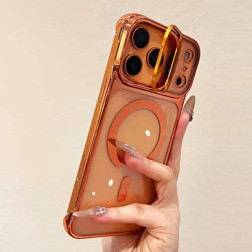luxury plating shockproof phone case For IPhone 17 - Lux iPhone case with kickstand